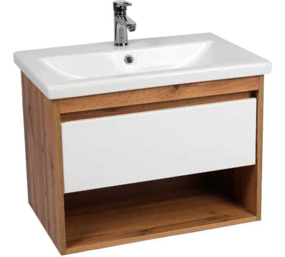 Тумба "Бостон 50", белая, с умывальником "Como 50", подвесная