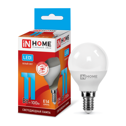 Лампа светодиодная 11Вт Е14 230В 4000К 1050Лм LED-ШАР-VC "IN HOME"