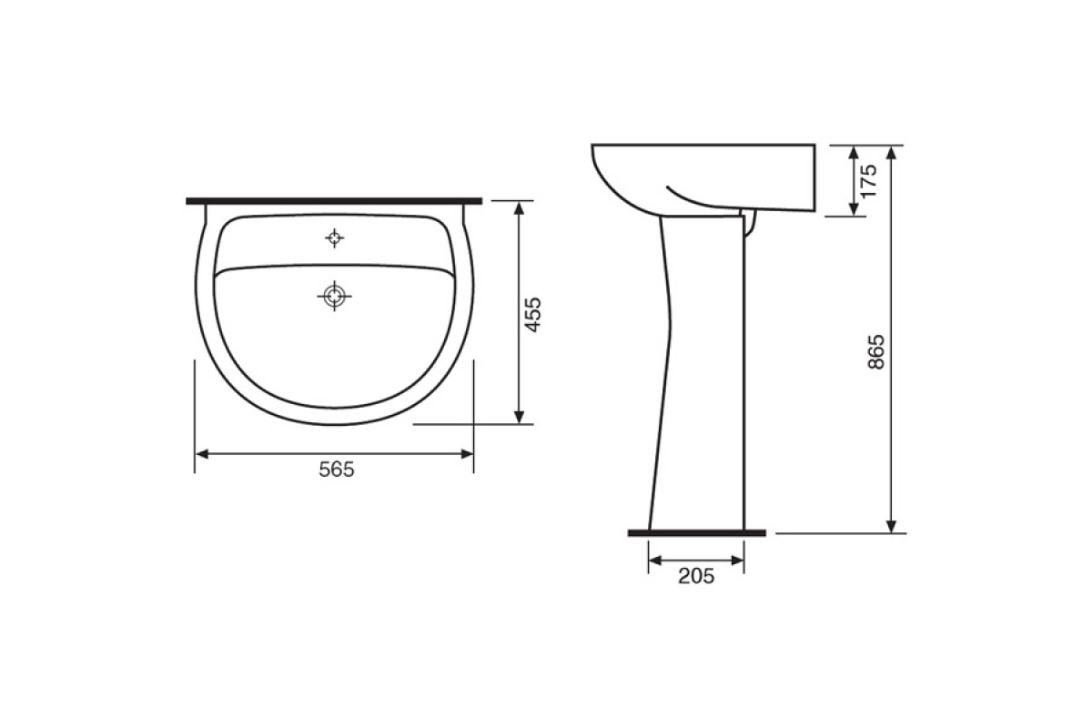 Умывальник "Версия" белый с пьедесталом