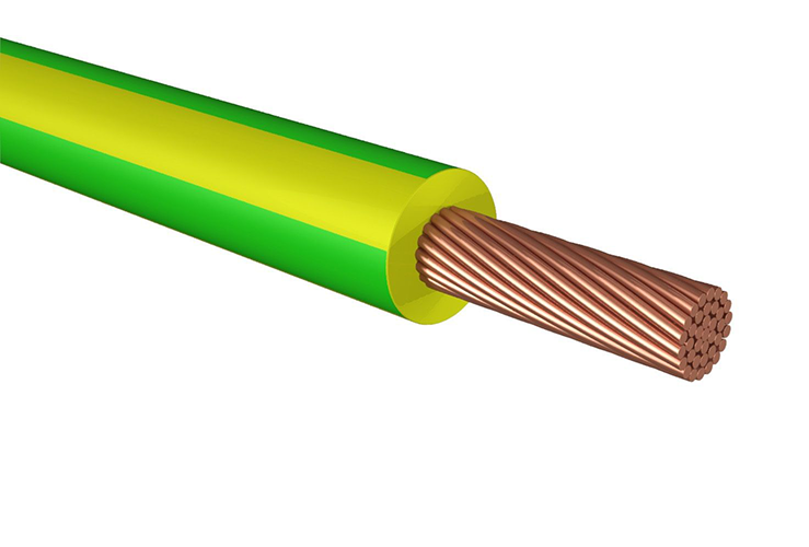 Провод медный ПуГВ (ПВ-3) 6,0мм2 желто-зеленый (Гост)