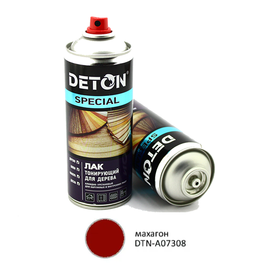 Лак "DETON Spesial" тонирующий защитный для дерева Махагон, 520 мл