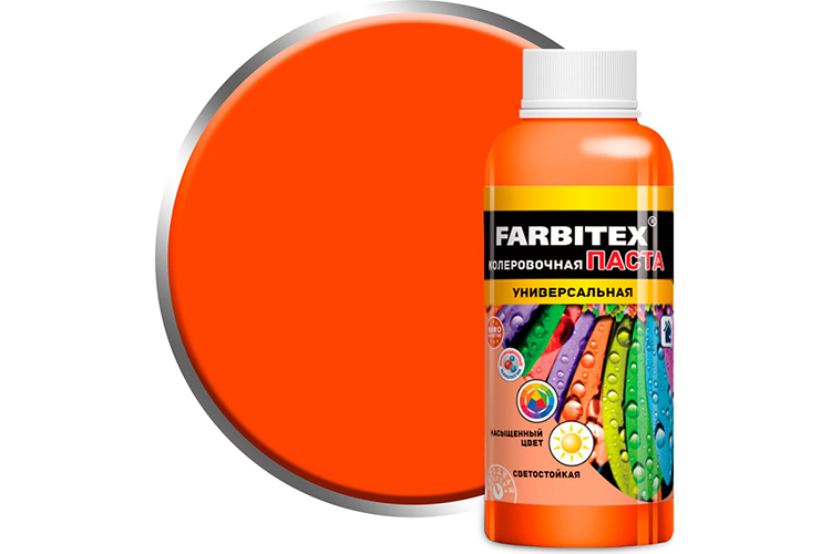 Паста колерная универсальная &quot;FARBITEX&quot;, 100мл, &quot;Мандариновый&quot;