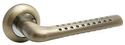 Ручка дверная "TRODOS AL-47P AB", нажимная, круглая накладка, "Бронза"