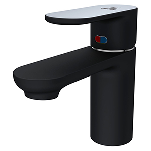 Смеситель для умывальника "Calorie 2521 A45N", однорычажный, черный, хром, с подводкой