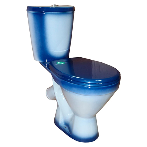 Унитаз-компакт "Элегант" синий, косой выпуск, нижняя подводка  с крышкой