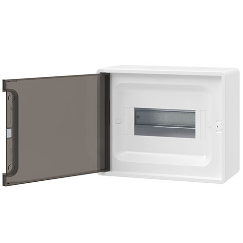 Щиток 8 мод настенный FRAME, белый, с тонированной дверцей, с 2 шинами PEN на 6 и 8 отв. ДКС