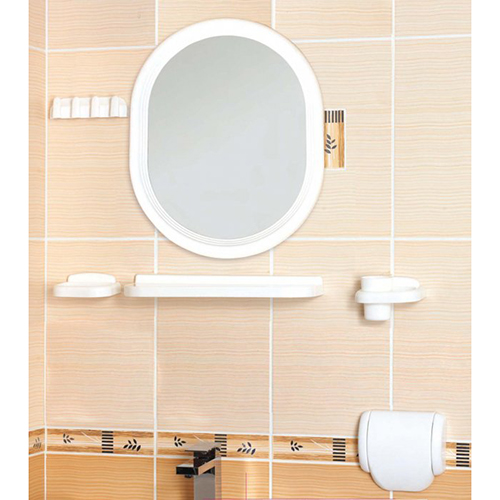 Набор для ванной комнаты с зеркалом "Алена-2002", белый