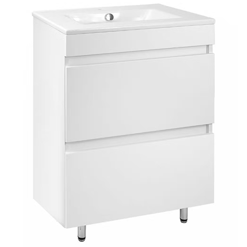 Тумба "Velvet 60" белый с умывальником "Quadro 60"