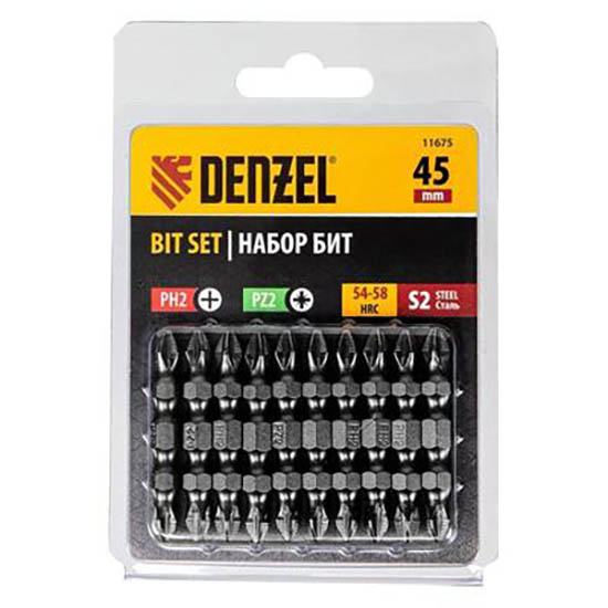 Бита PH2-PZ2*45мм магнитный, 10шт &quot;Denzel&quot;