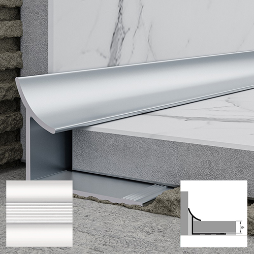 Профиль алюминиевый для плитки РП-АКП-05 2,7м, андонированный "Глянец серебро"