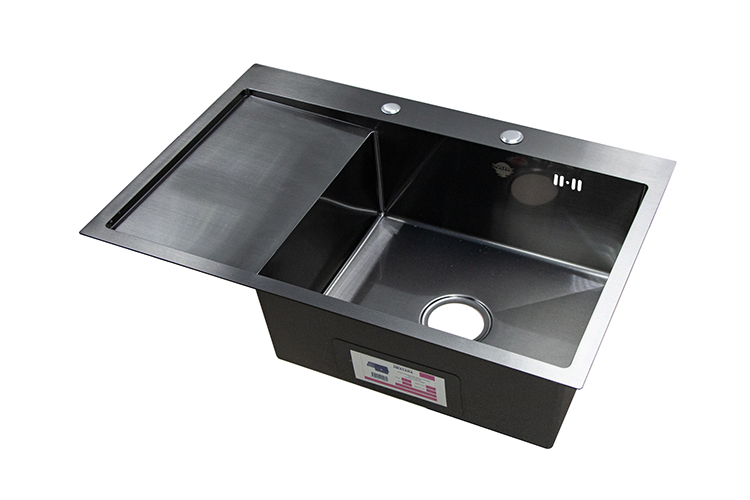 Мойка нержавеющая врезная 780*510*200*0,8мм "Okatana", с выпуском 3 1/2, с сифоном, левая, графит