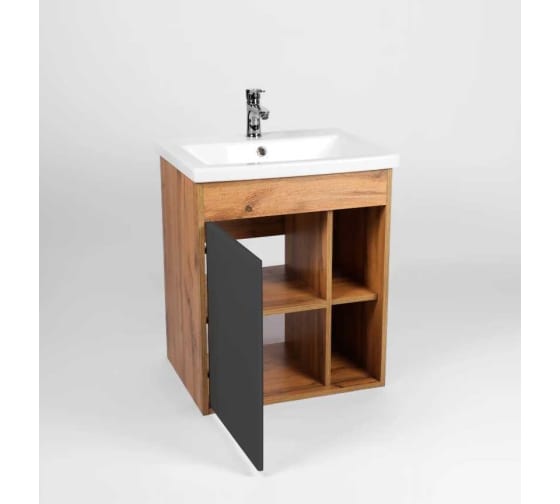 Тумба "Бостон 70", графит, с умывальником "Como 70", подвесная