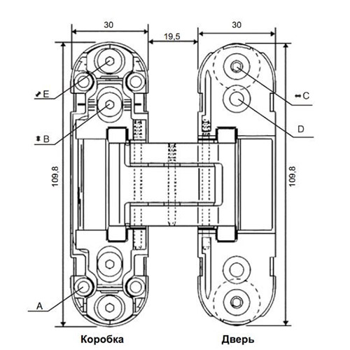 Петля скрытая  "HH 24- B", "Черный"