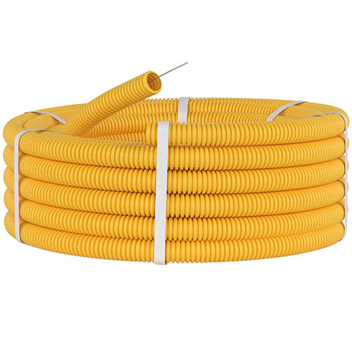 Труба ПВХ гибкая гофр. д.20мм, лёгкая с протяжкой, 100м, цвет желтый