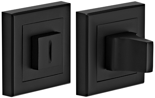 Завертка дверная "RAP-WC-S BL", квадратная накладка, "Черный"