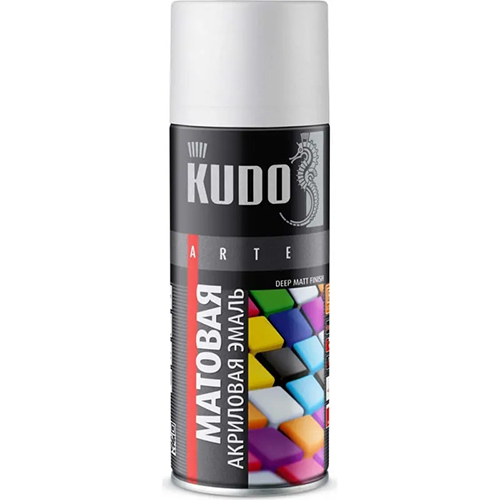 Эмаль акриловая аэрозольная белая матовая "KUDO", 520мл