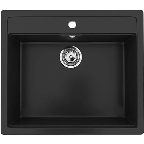 Мойка из искусственного гранита  "Ulgran",560*500*180мм "прямоугольная", ультра-черный