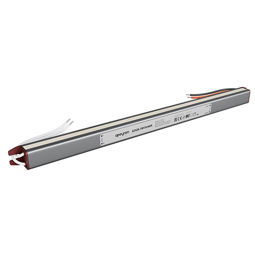 Блок питания 60Вт, 12В, 200-264В, 5А, IP67, алюм., 312х18х15, ультратонкий, серебро