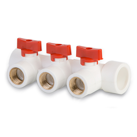 Коллектор полипропиленовый с кранами Aquattro 32мм*3 выхода на 1/2в, красный