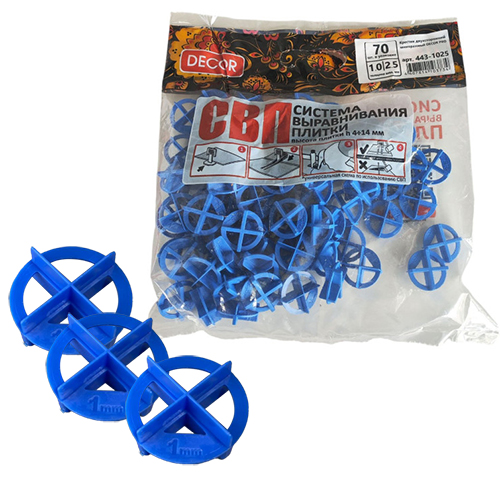 Крестики для кафеля "Decor",  двухсторонние 1/2.5 мм, 70шт/уп
