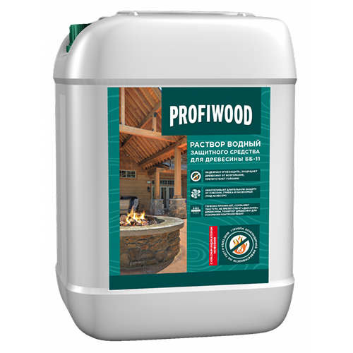 Раствор воднозащитный для древесины "Огнебиозащита II", бесцветная, 5кг "ББ-11",  ГОСТ 28815-96