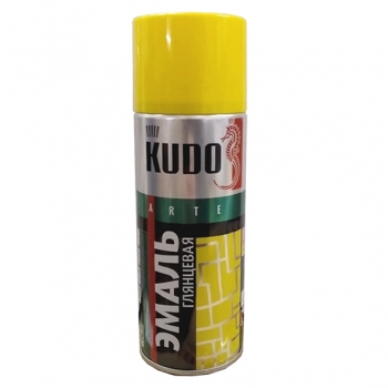 Эмаль аэрозольная глянцевая желтая "KUDO", 520мл