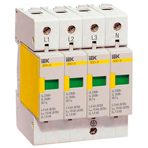 Ограничитель импульсных перенапряжений ОПС-1-B 4P In=30kA Un=400B Im=60kA "ИЭК"