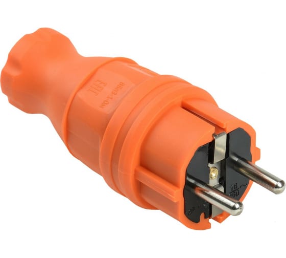 Вилка прямая каучуковая 2P+PE 16А/250В IP44, оранжевая, Омега "ИЭК"