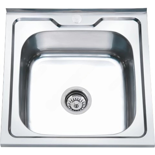 Мойка нержавеющая накладная 500*500*180*0,8мм "Aquattro", матовая, с выпуском 3 1/2, с сифоном