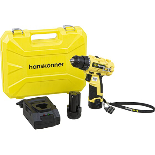 Дрель-шуруповерт аккум. б/щ "Hanskonner" HCD1230R 12В, 30Нм, 2х2.0Ач, кейс