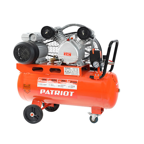 Компрессор поршневой ременной PTR 50-450A производительность 450л/мин 2200Вт, рабочее давление 10бар, ресивер 50л&quot;Patriot&quot;