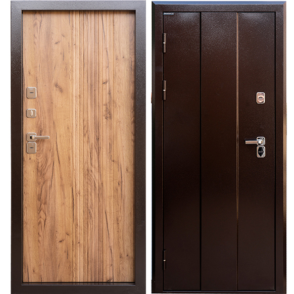 Дверь входная "Медверь 3.0", 960*2050*108мм, левая, металл -"Антик медь", МДФ "Крафт коричневый" Город Мастеров