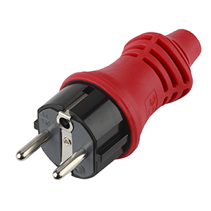 Вилка прямая каучук  1ф 16А V6(R) красная IP44 Эра