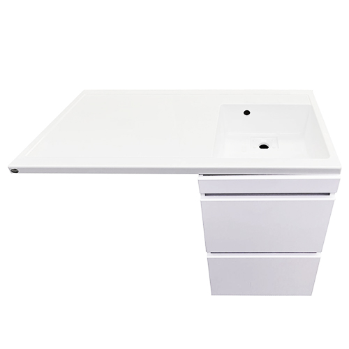 Тумба "Paola 50 " белая, с 2-мя ящиками, с умывальником "Magenta 110", под стир. машинку, мойка справа