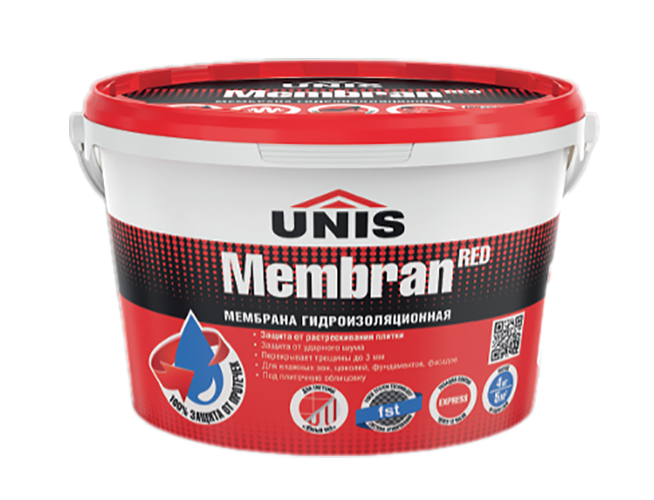 Мастика гидроизоляционная &quot;UNIS RED MEMBRAN&quot; на полимерной основе, 4 кг
