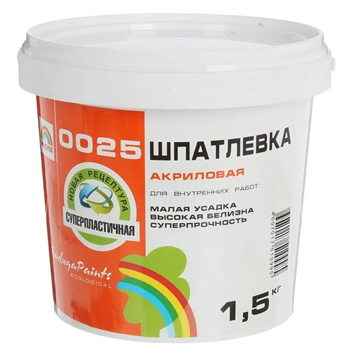 Шпатлевка акриловая &quot;Радуга 0025&quot;, белый 1,5кг