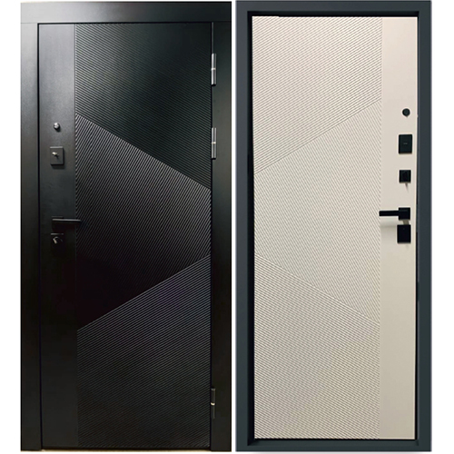 Дверь входная"Отчизна",960*2050*103мм,правая,металл -"Металлик черный",МДФ "Черный кварц/белая матовая"