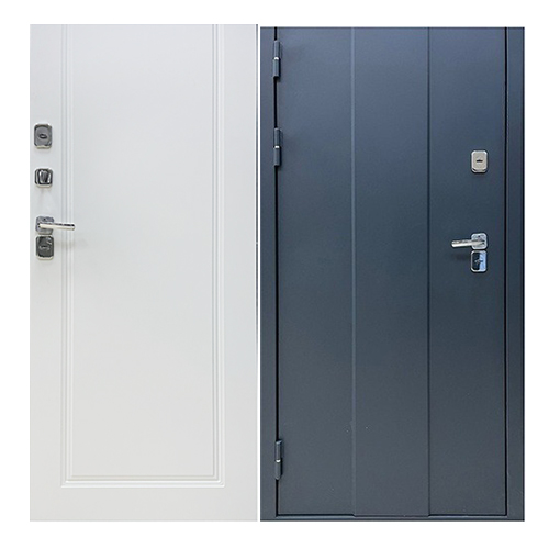 Дверь входная "Медверь 3.0", 960*2050*108мм, левая, металл -"Матовый муар Ral 7016", МДФ "Белое дерево" Город Мастеров