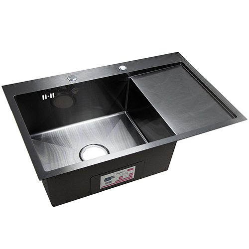 Мойка нержавеющая врезная 780*510*200*0,8мм "Okatana", с выпуском 3 1/2, с сифоном, правая, графит