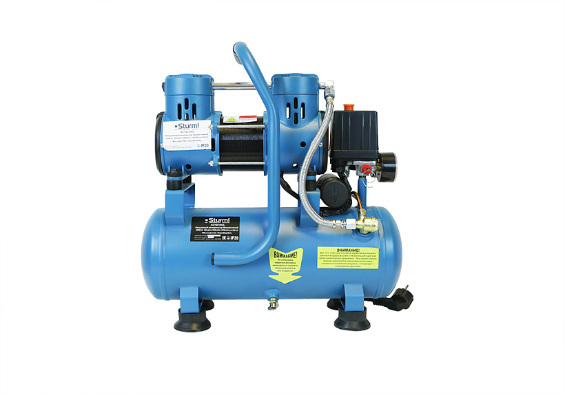 Компрессор воздуш.безмасл.Sturm! 900Вт,180л/мин, ресивер 10л, 8бар, бесшумный