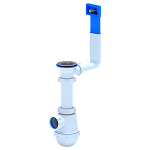 Сифон для раковины бутылочный со стальным выпуском с переливом мойки, 1.1/2"*40