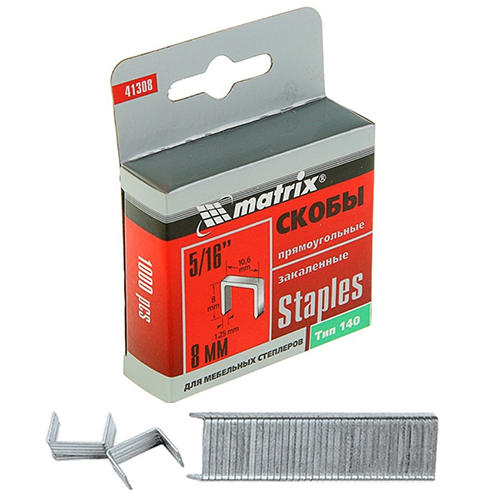 Скобы 10,6* 8 прямоуг, 1000 шт /140 тип "Matrix"