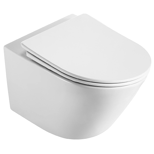 Унитаз "D&K Рейн Бах DT1476516" подвесной с крышкой микролифт, безободковый, торнадо