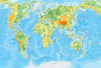 Фотопанно "Физическая карта мира L-082", 4000*2700мм