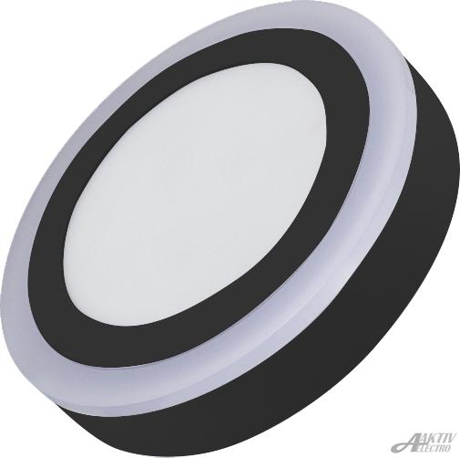 Светильник светодиодный 16Вт, подсветка 3000К, основной свет 4000К, IP20, круг, черный "Aktiv Electro DLP"