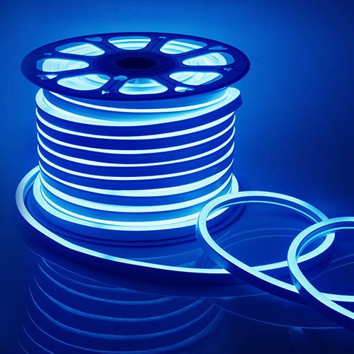 Светодиодный неон, мини, 220В, 5,5Вт/м , smd2835, 120д/м , IP65, 8*16мм, син