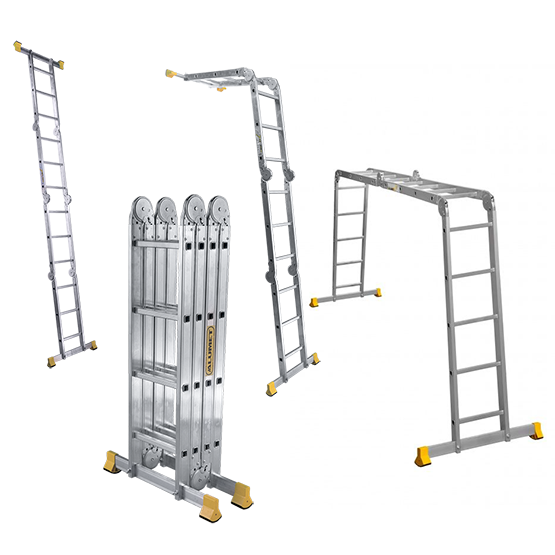 Лестница-трансформер "Алюмет", 2 секции по 4 ступени, 2 секции по 5 ступени, L=5,22м