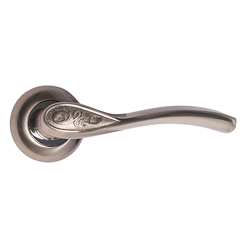 Ручка дверная "TRODOS AL-75 SN/CP", нажимная, круглая накладка, "Никель/хром"