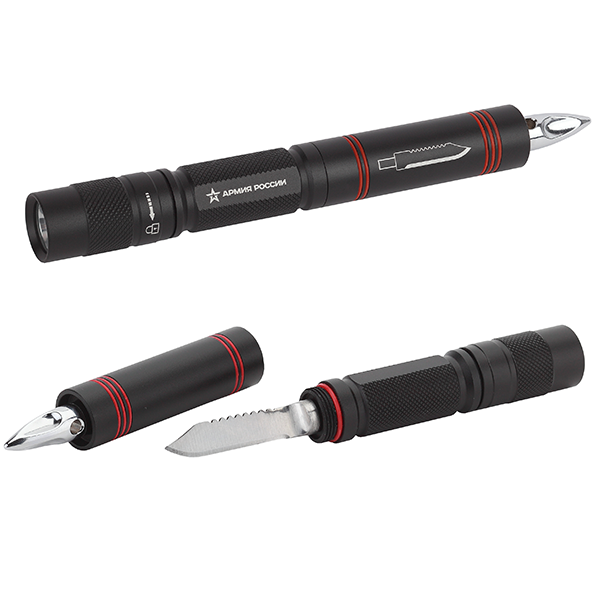 Фонарь ЭРА MB-603 универсальный, 1,5Вт, нож 4,5см, молоток для стекла, "Кастет", "Армия России"