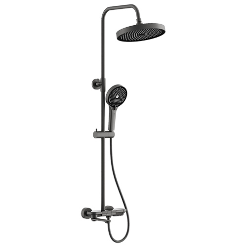 Душевой гарнитур "Belz" для ванны c тропическим душем и смесителем "B25713-3", кнопочный, с термостатом, с изливом